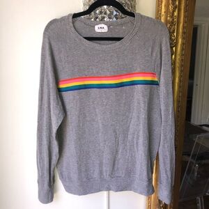 LNA Gray knit Sweatshirt with Rainbow Stripe